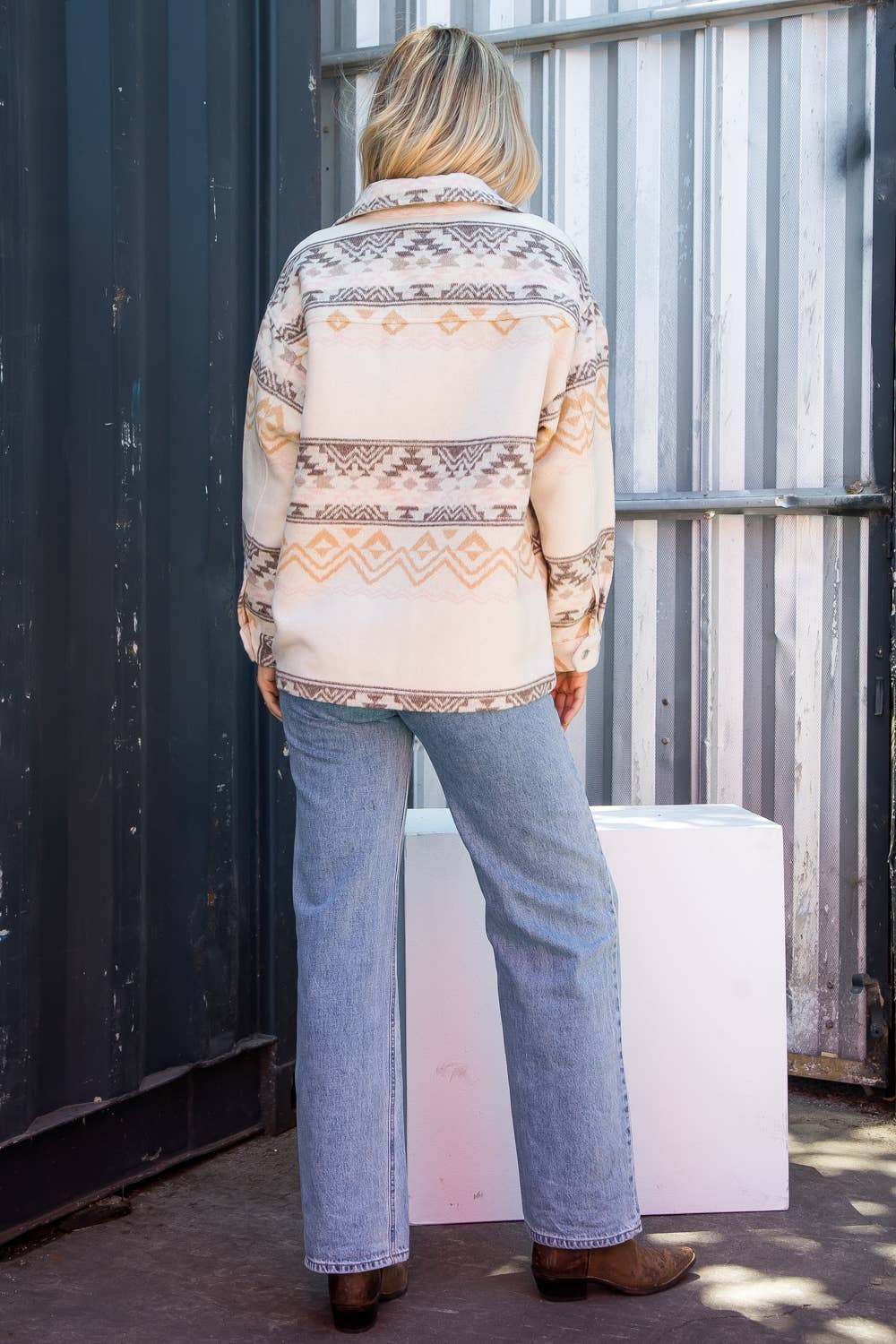 Aztec Print Wool Blend Shacket