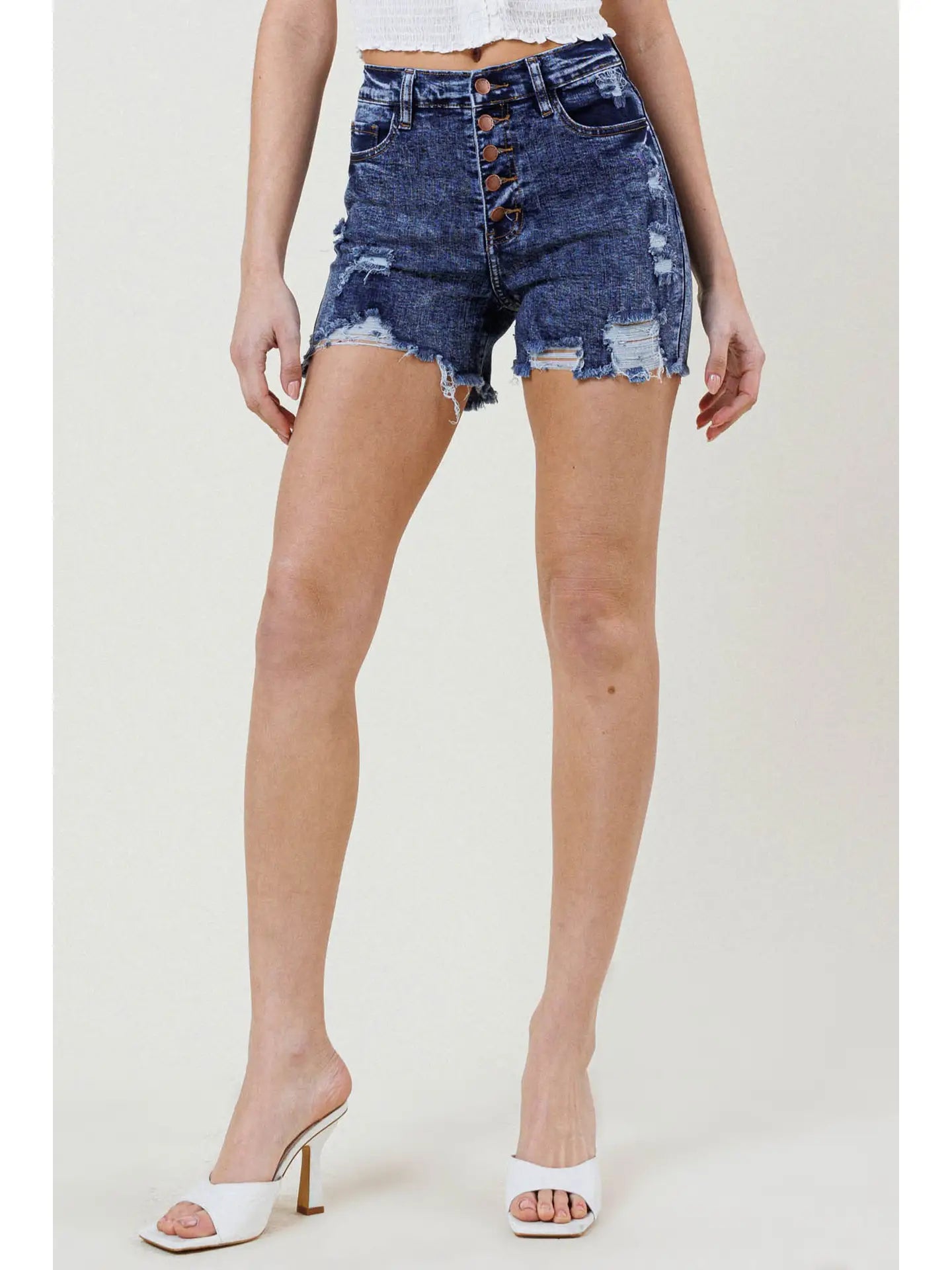 Dark Stone Acid Wash Shorts