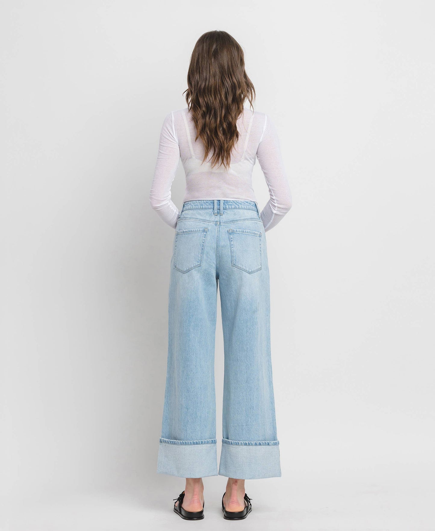 High Rise Cuffed Denim