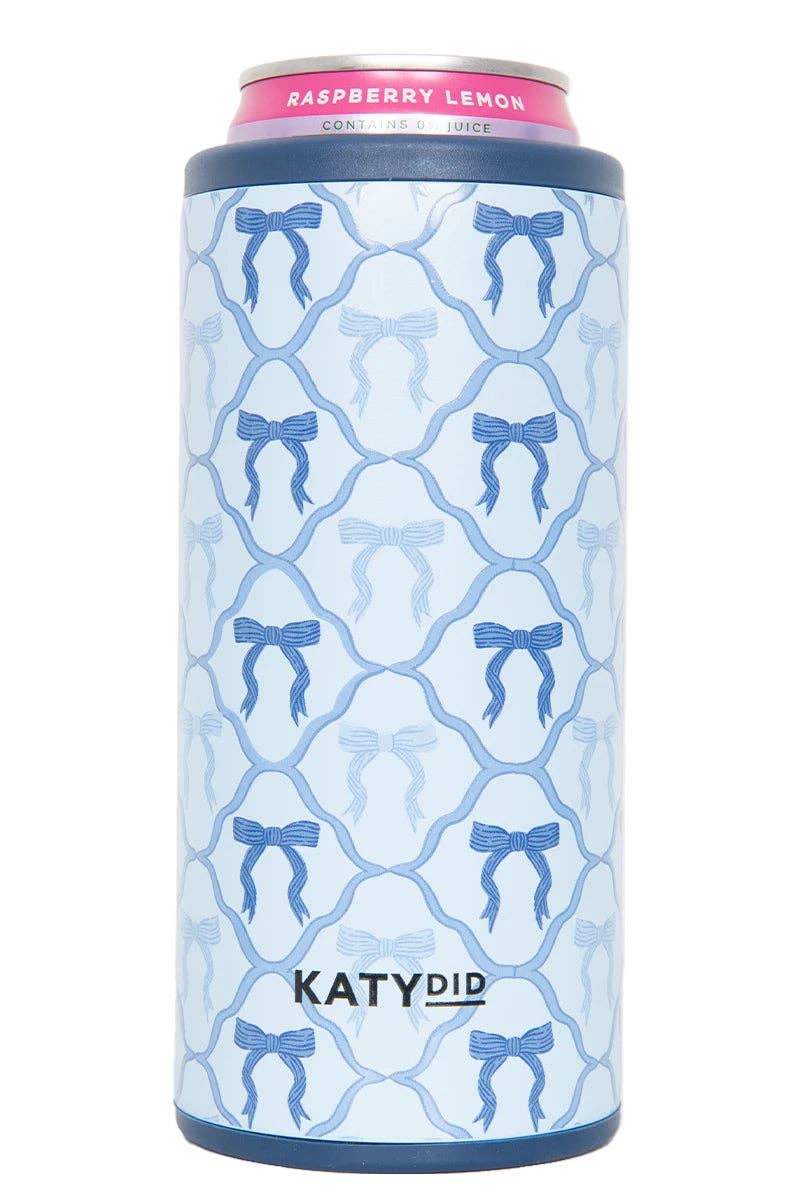 Blue Coquette Bows Slim Can Koozie