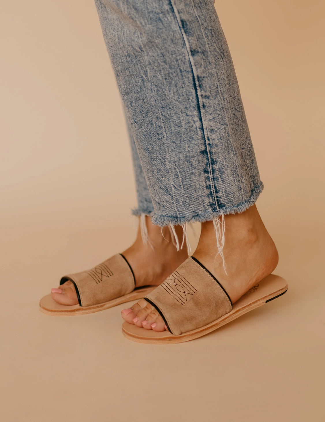 PRE-ORDER Boot Stitch Leather Slides