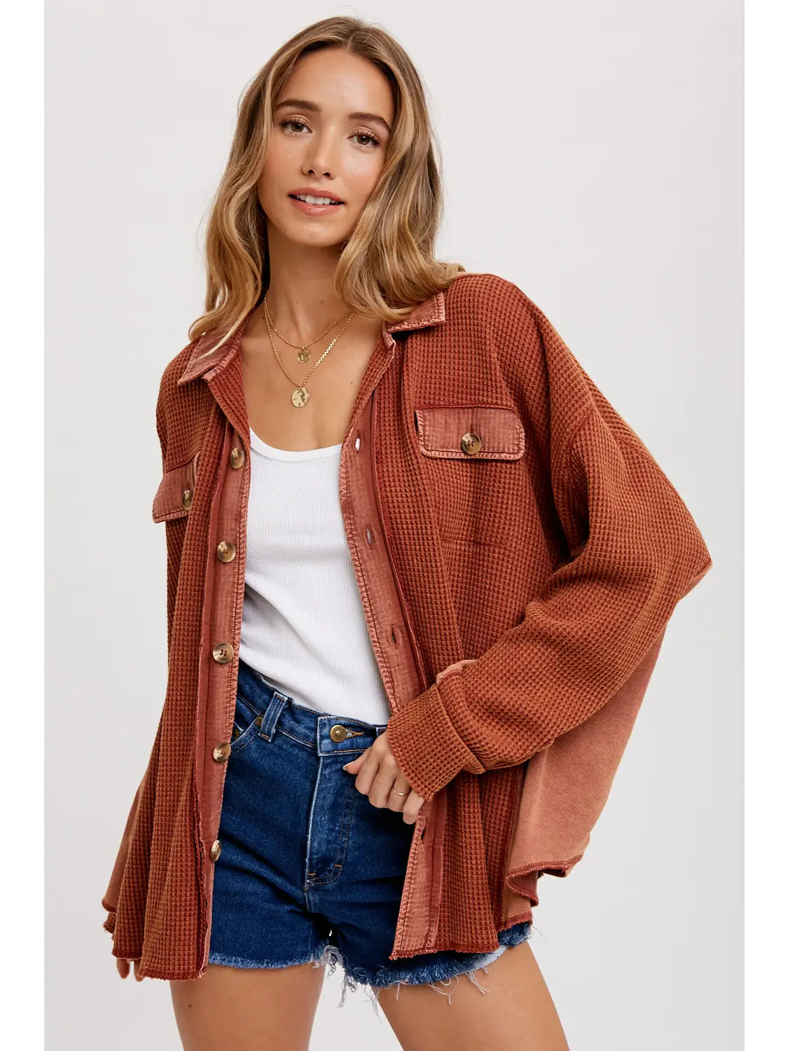 Brick Waffle Knit Top