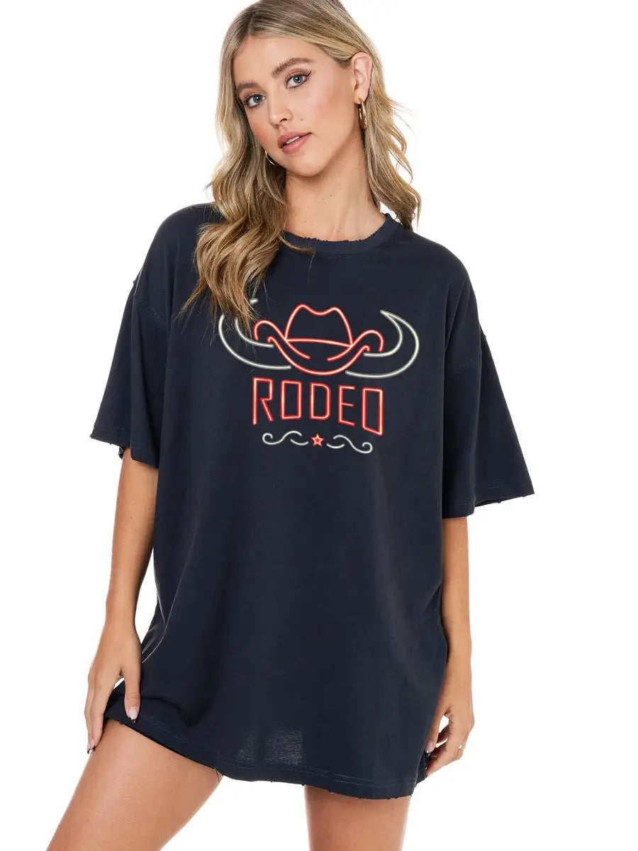 Rodeo Neon Sign Oversized Tee