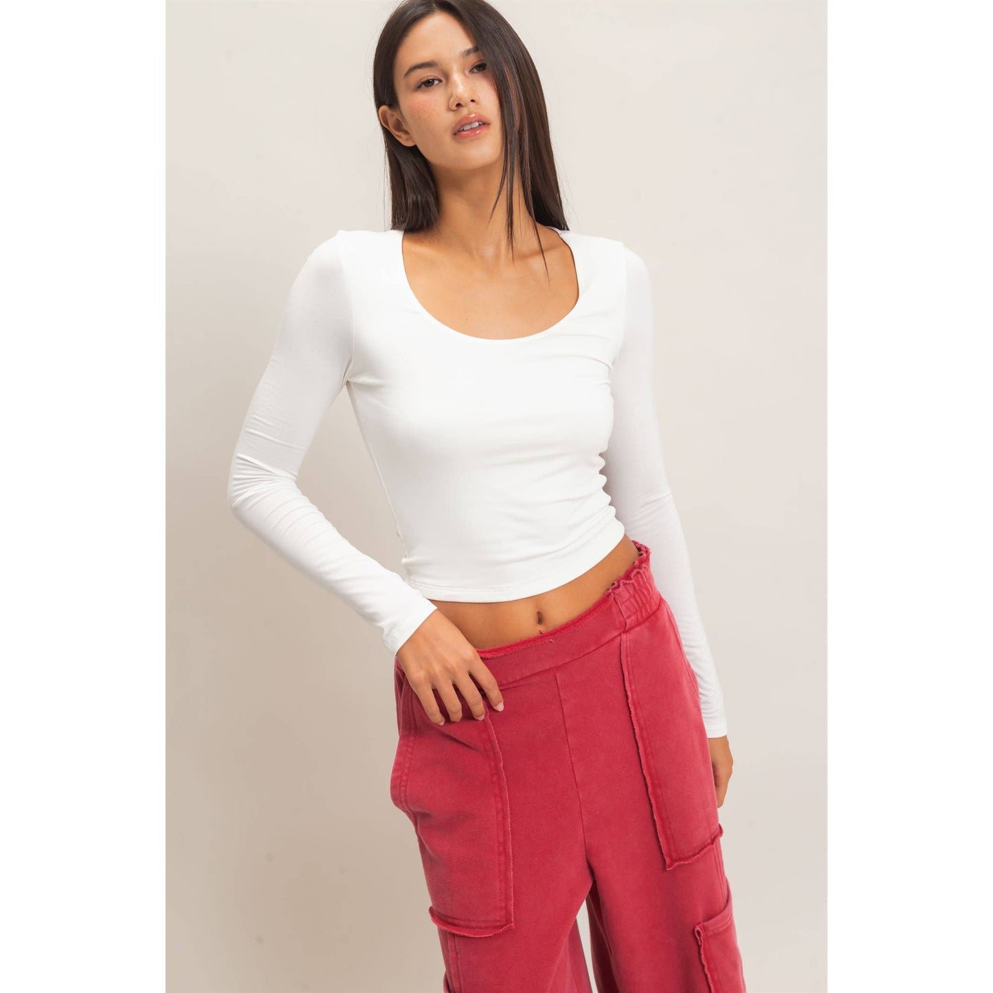 Scoop Neck Long Sleeve Top