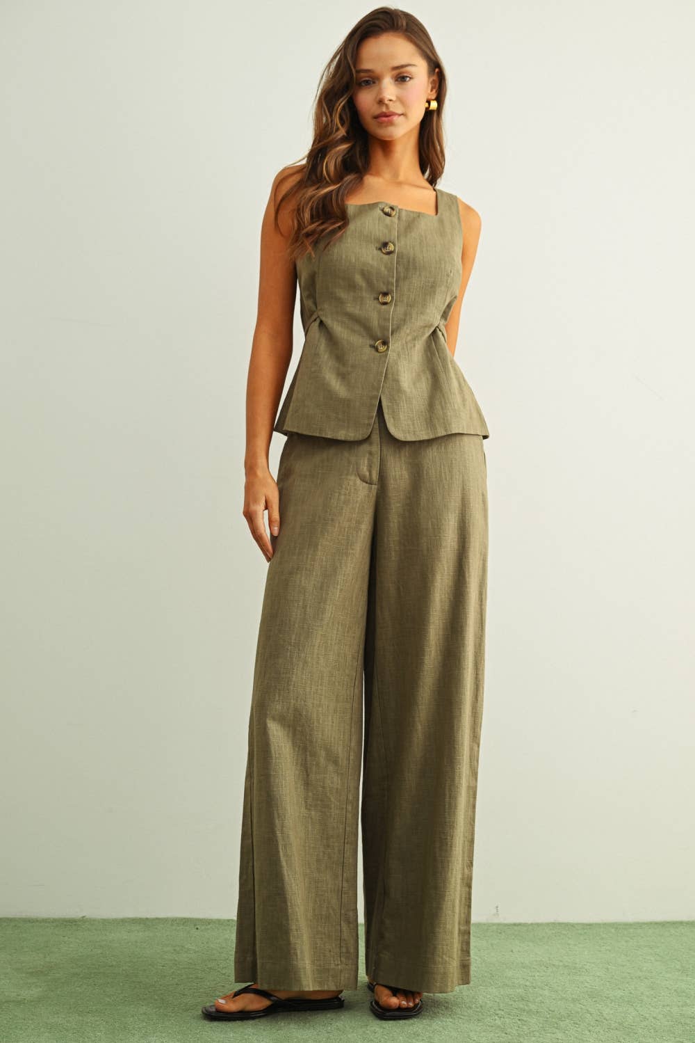 Wide Leg Linen Trousers