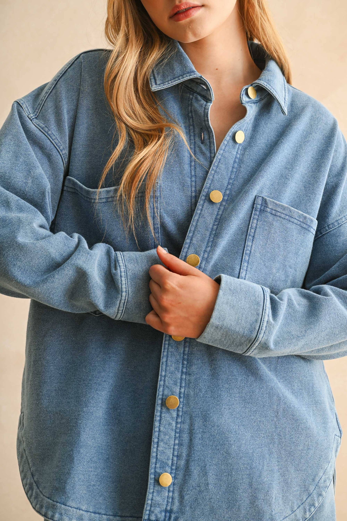 Washed Denim Shirt Jacket