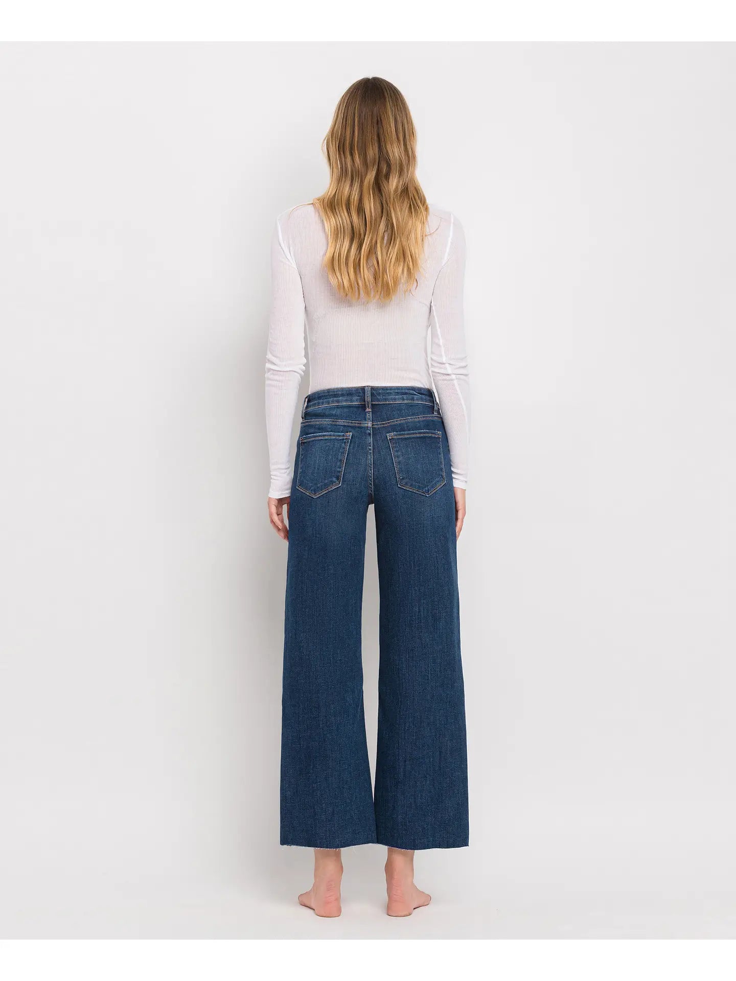 Tummy Control Mid Rise Wide Leg Jeans