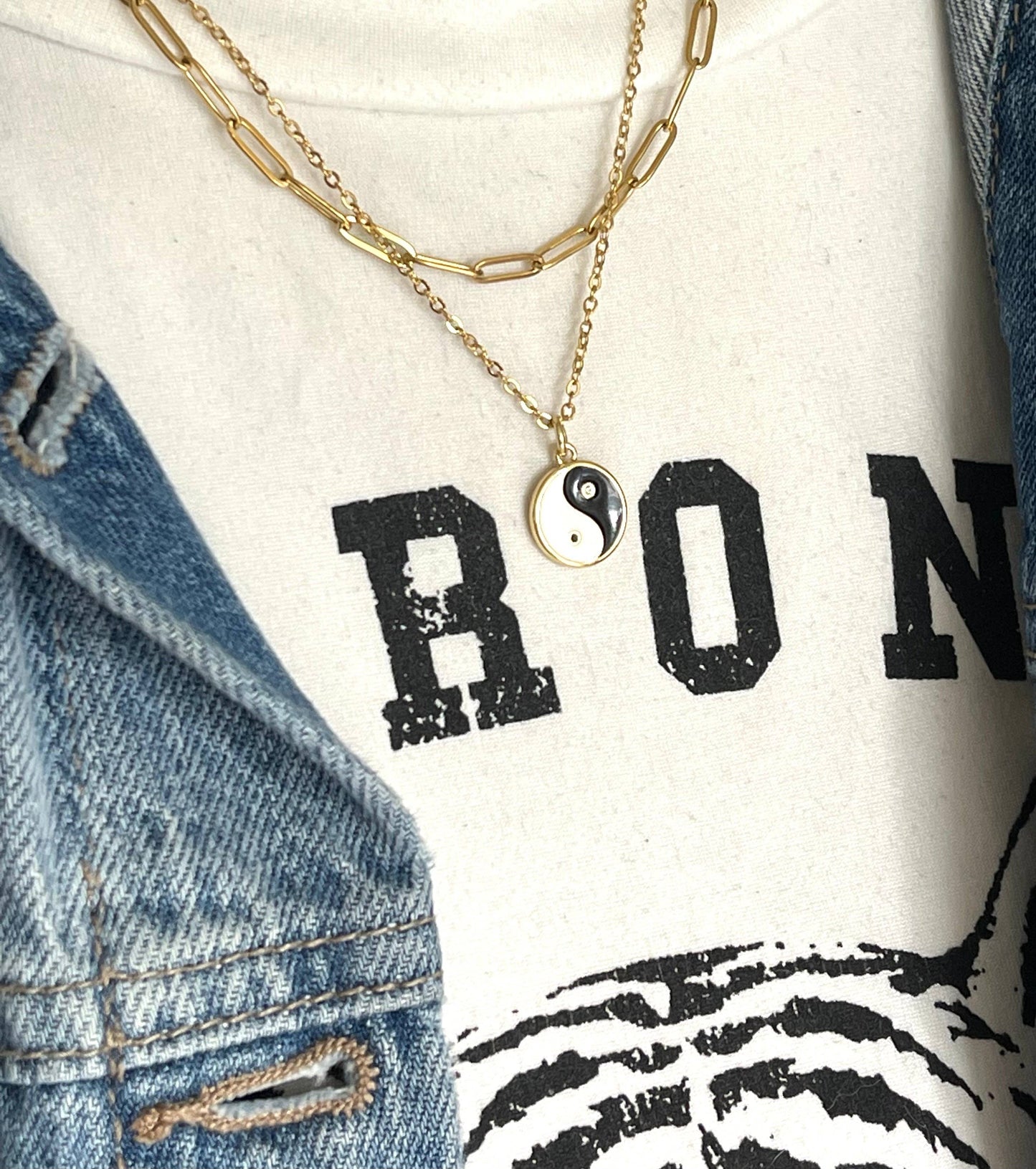 Ying Yang Gold Charm Necklace