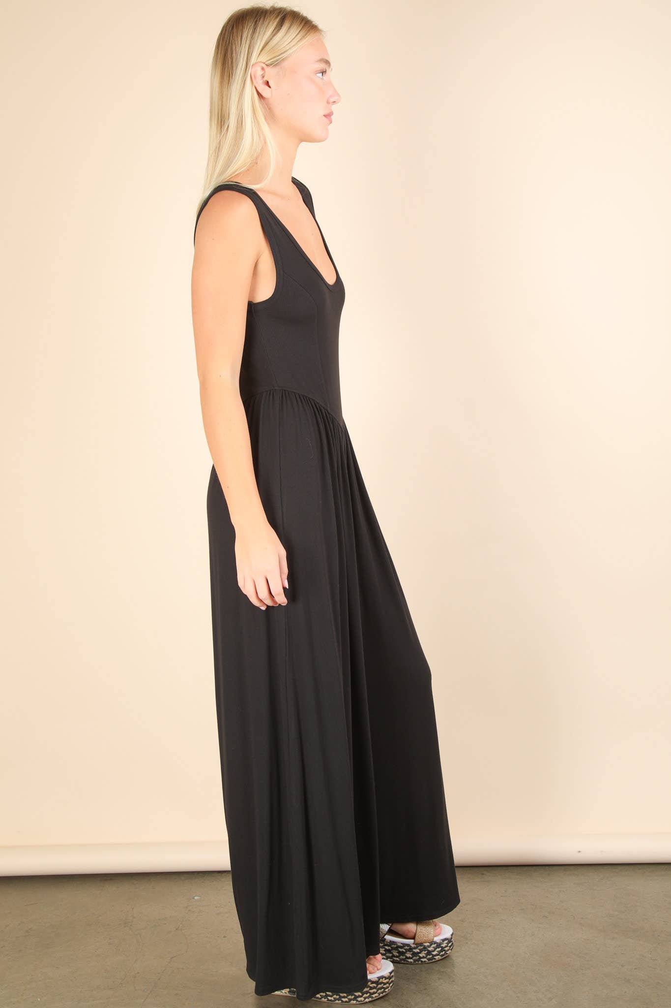 Casual Ribbed Knit Sleeveless Jumpsuit