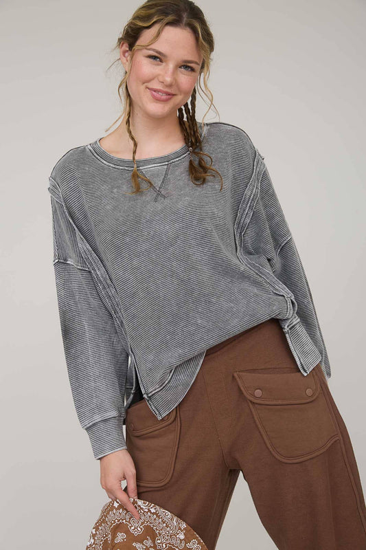 Washed Side Seam Knit Top