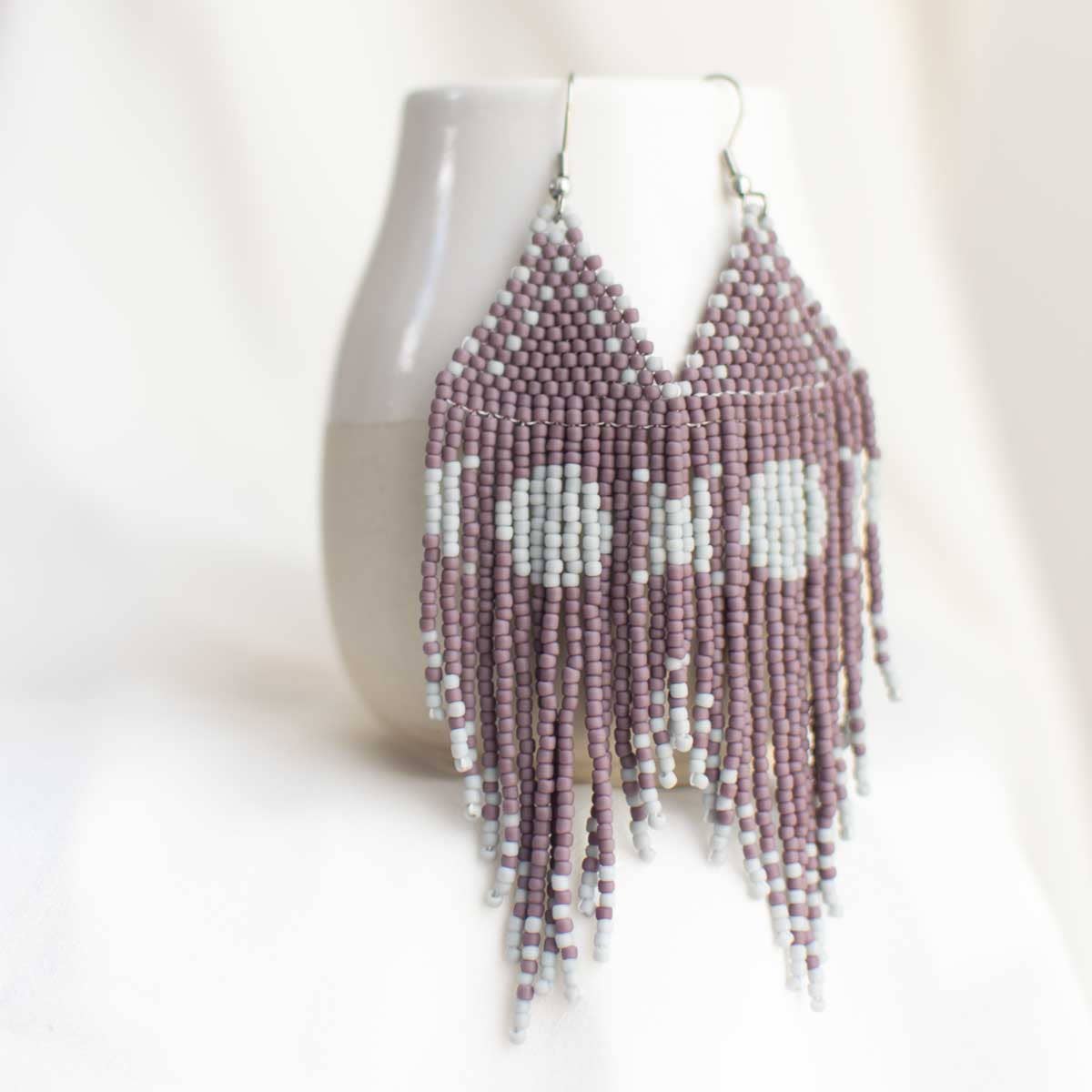 Beaded Fringe Earrings in Luna