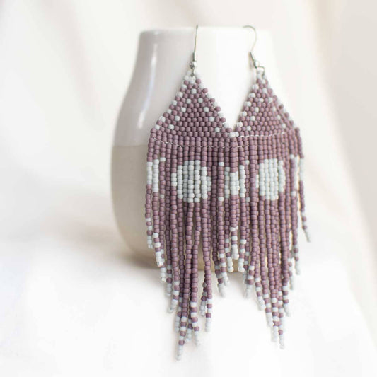 Beaded Fringe Earrings in Luna