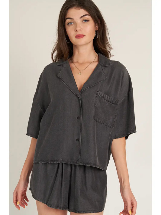 Short Sleeve Tencel Button Down Shirt