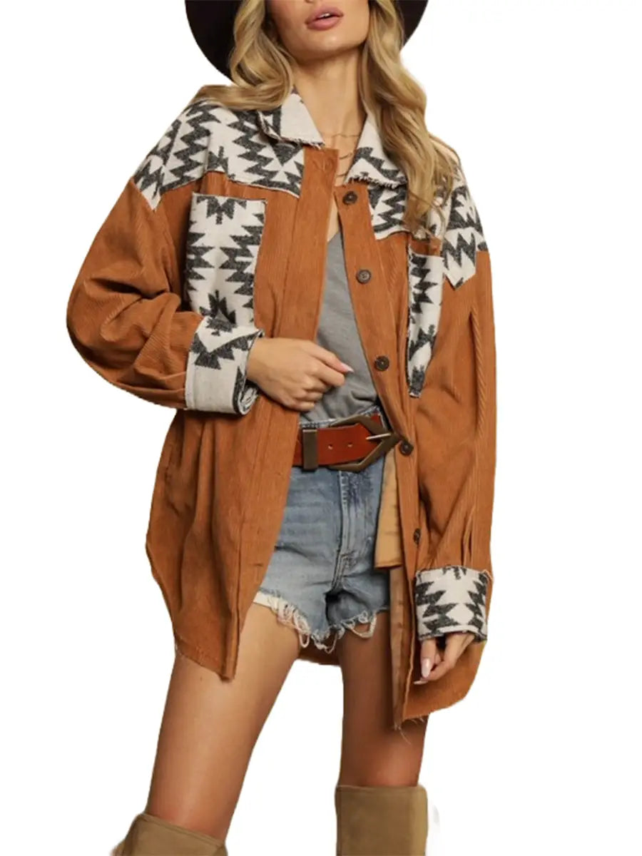 Corduroy Aztec Contrast Jacket
