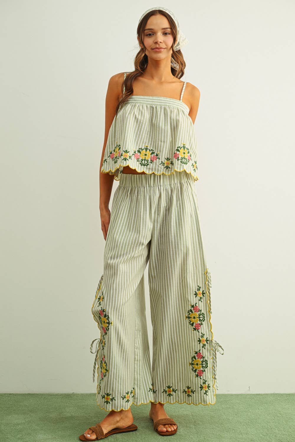 Floral Embroidered Pants