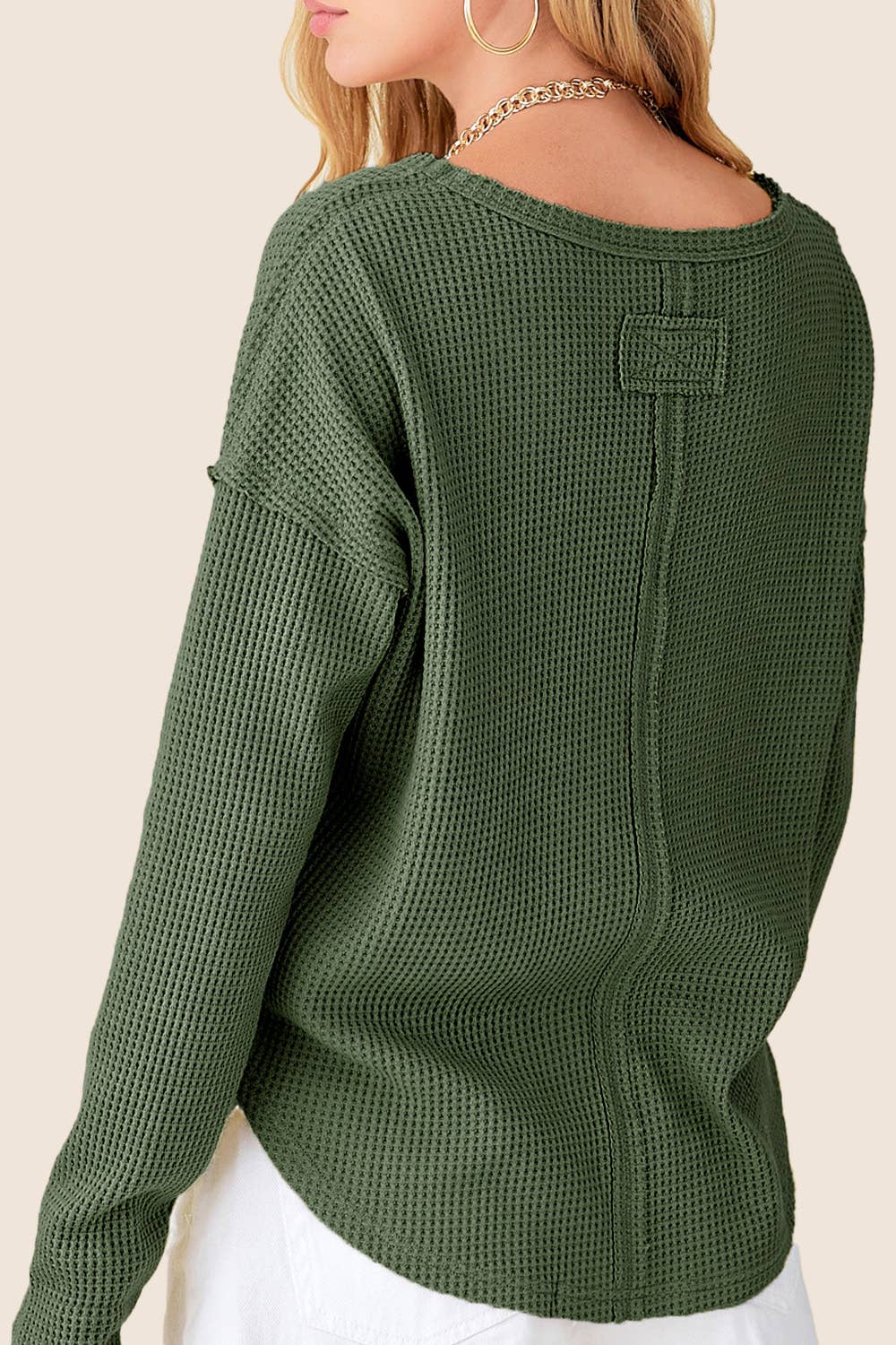 Waffle Textured Long Sleeve Top