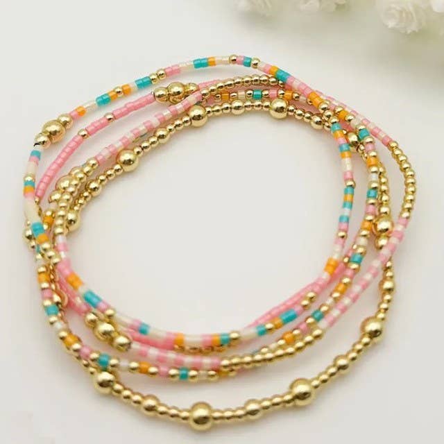 Multi Color Beaded Bracelet Set