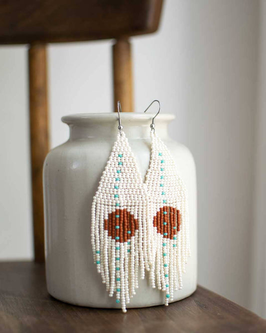 Beaded Fringe Earrings in Ocaso