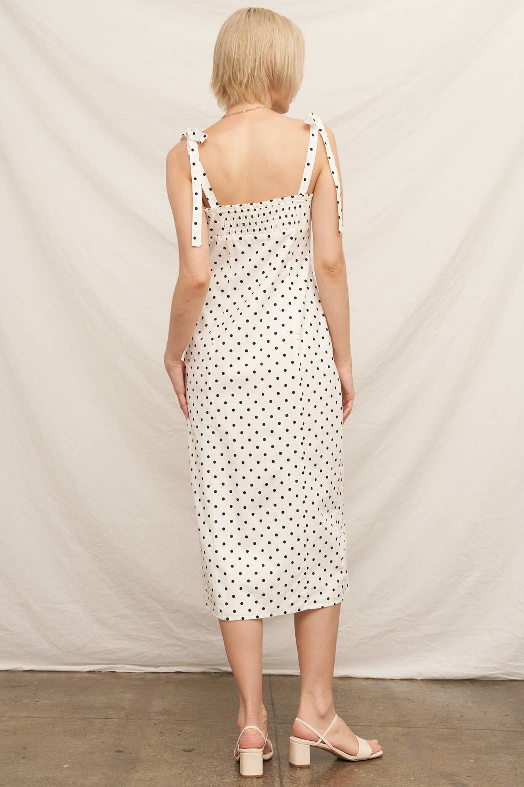 Polka Dot Midi Dress with Slit