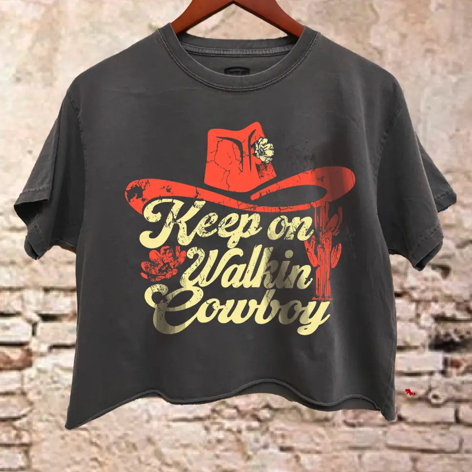 Walk On Cowboy Crop Tee