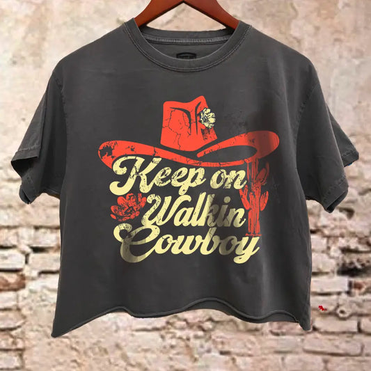 Walk On Cowboy Crop Tee