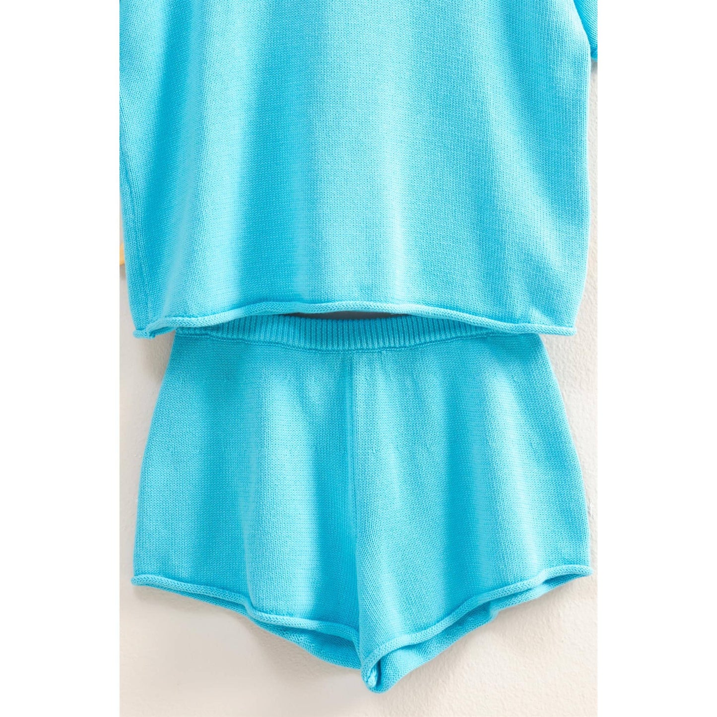 Short Sleeve Basic Top And Shorts Set