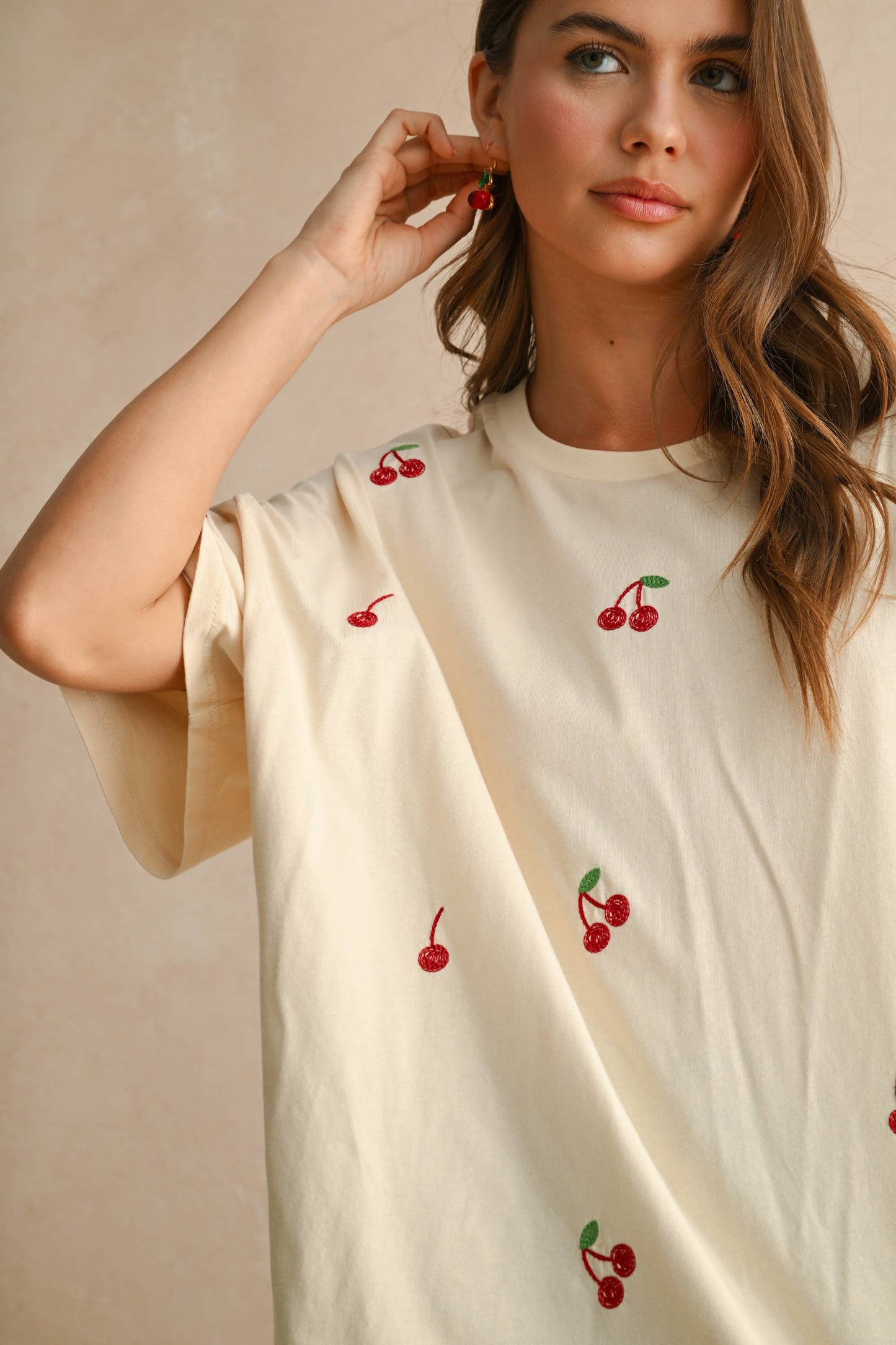 Cherry Embroidered Tee