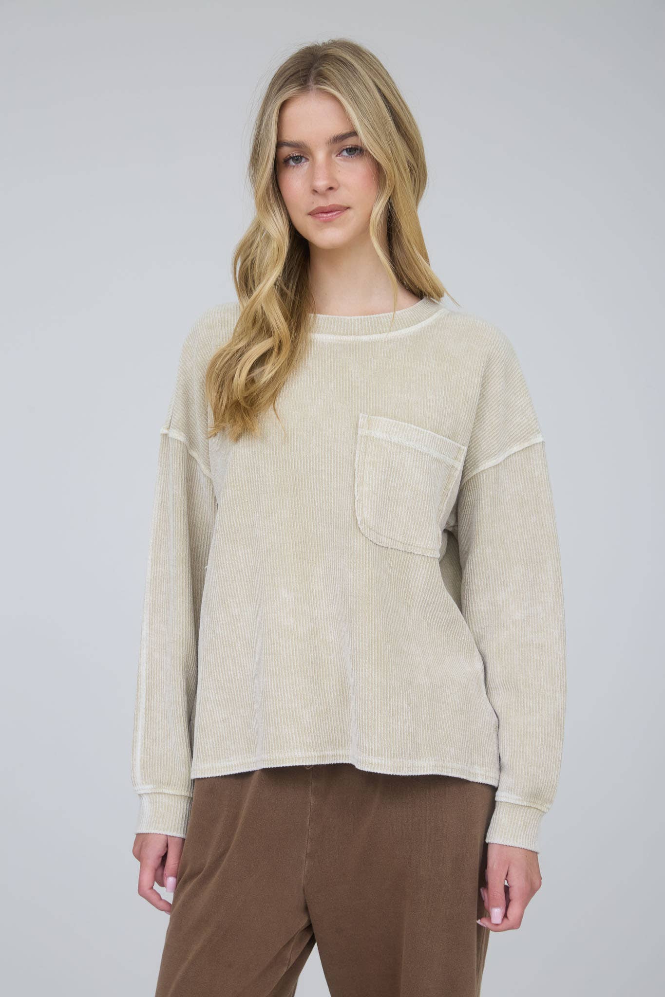 Washed Basic Long Sleeve Top