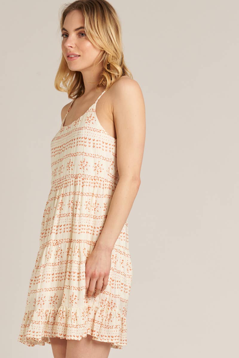Ruffle Hem Sleeveless Mini Printed Dress