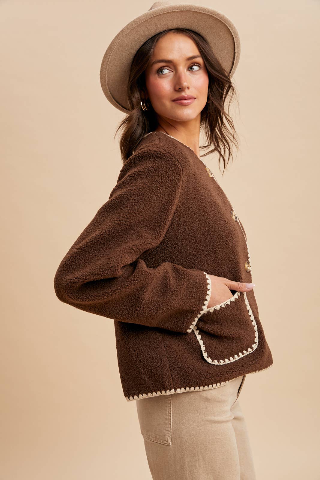 Stitched Sherpa Cardigan