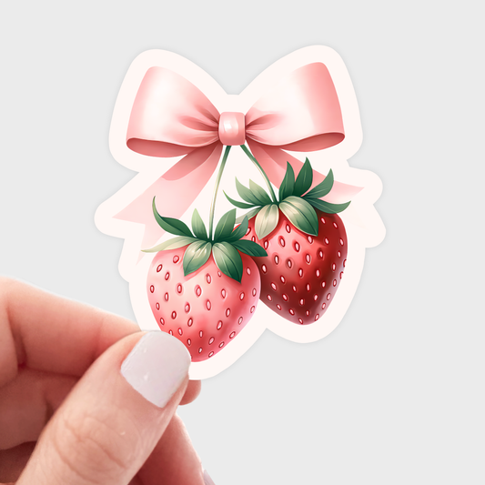 Strawberries with Bow Sticker