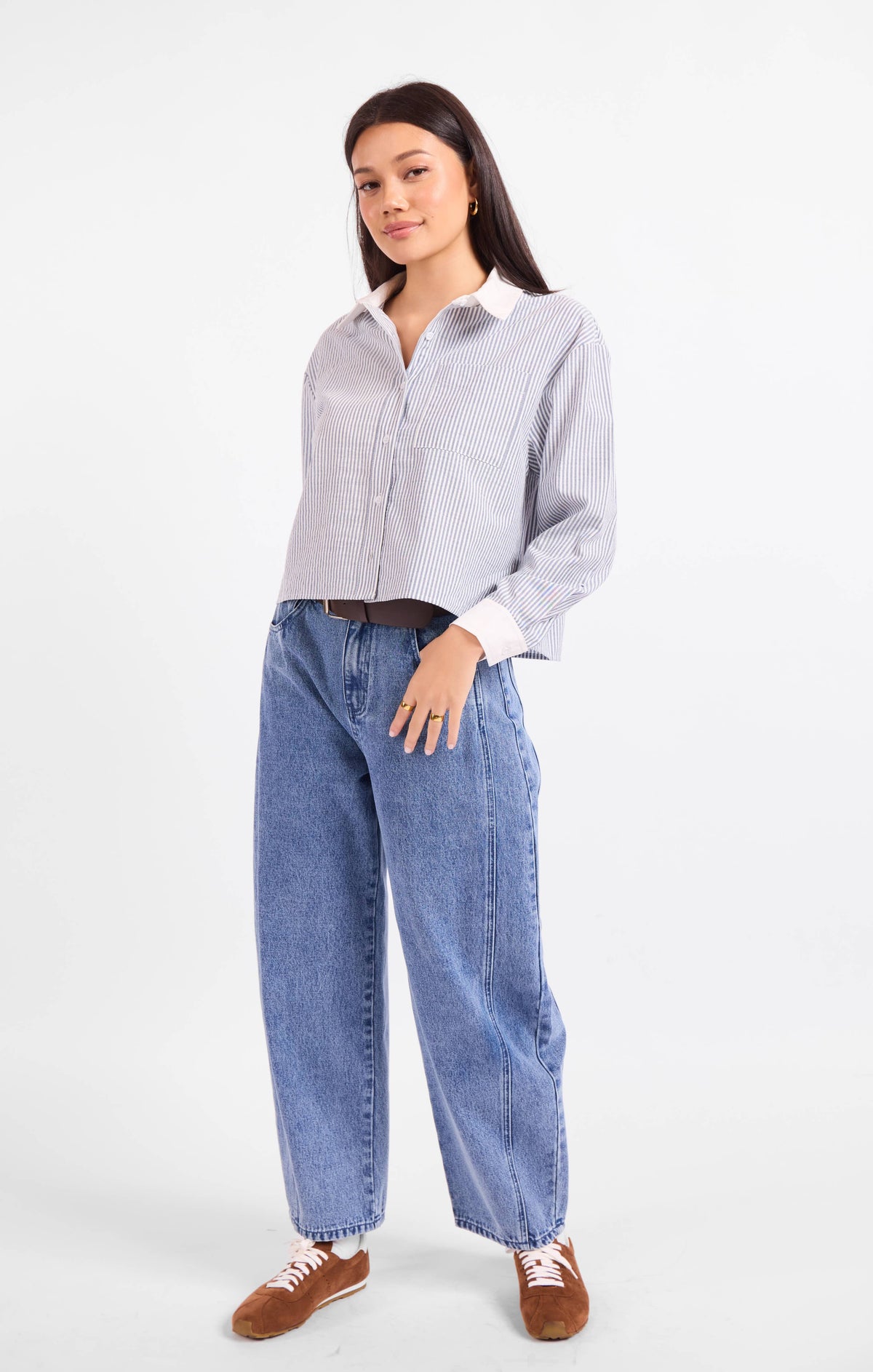 Ivory Hall Stripe Contrast Collar Shirt