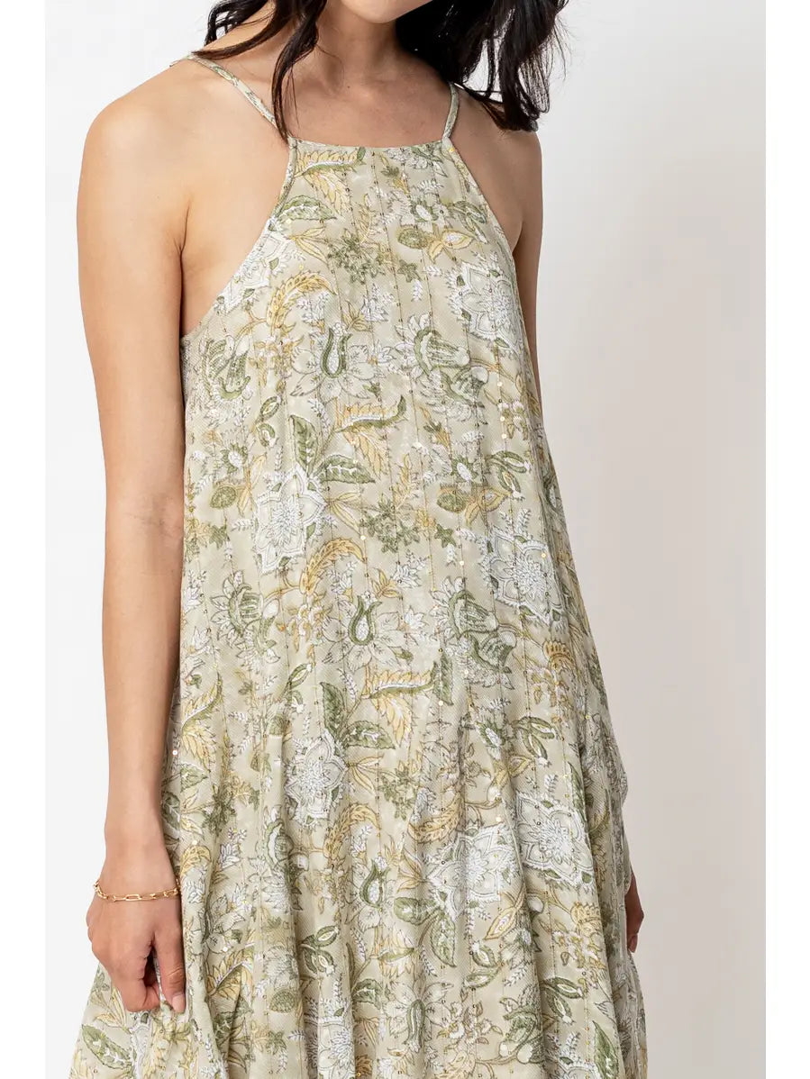 Halter Neck Floral Print Mini Dress