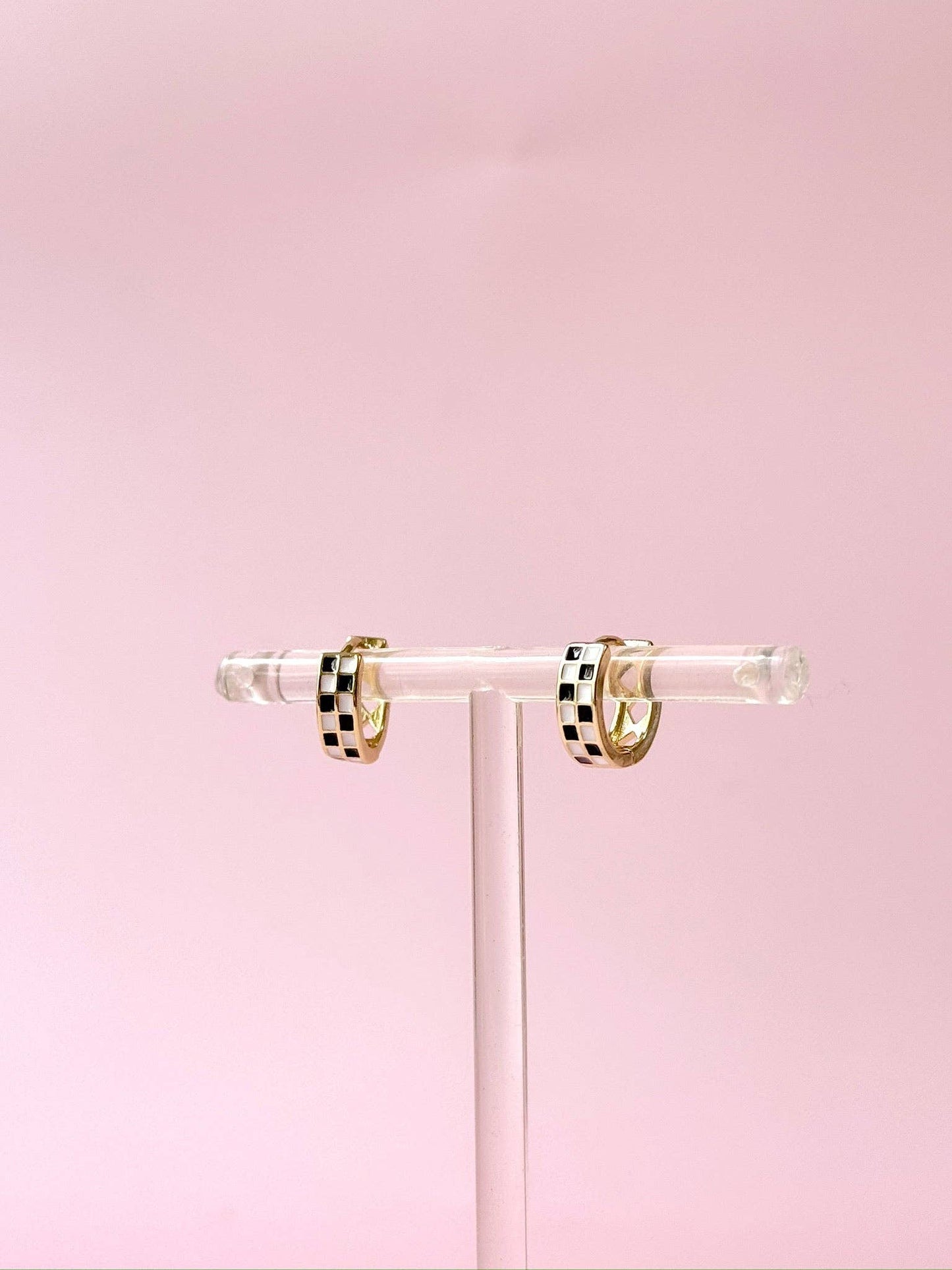Checkered Huggie Earrings