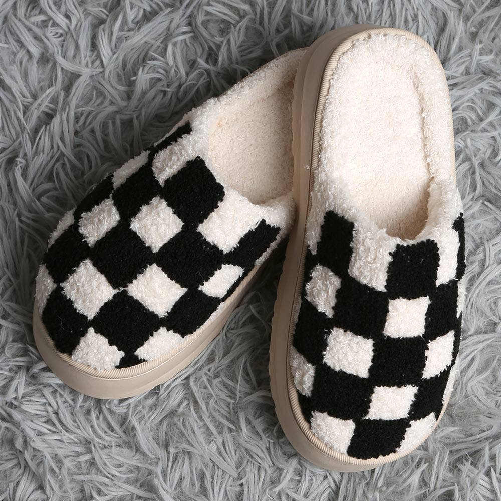 Checkered Platform Slippers
