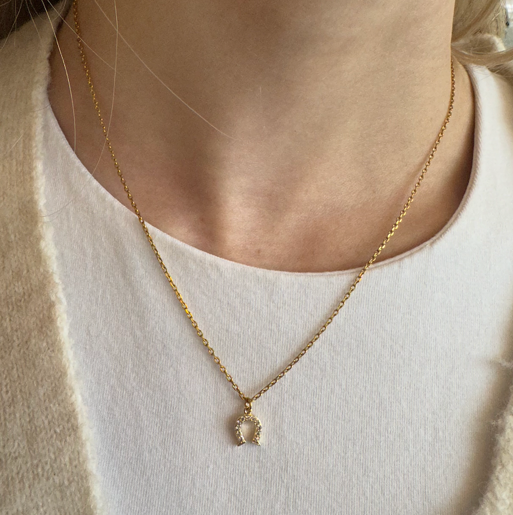 Gold Lucky Horseshoe Necklace