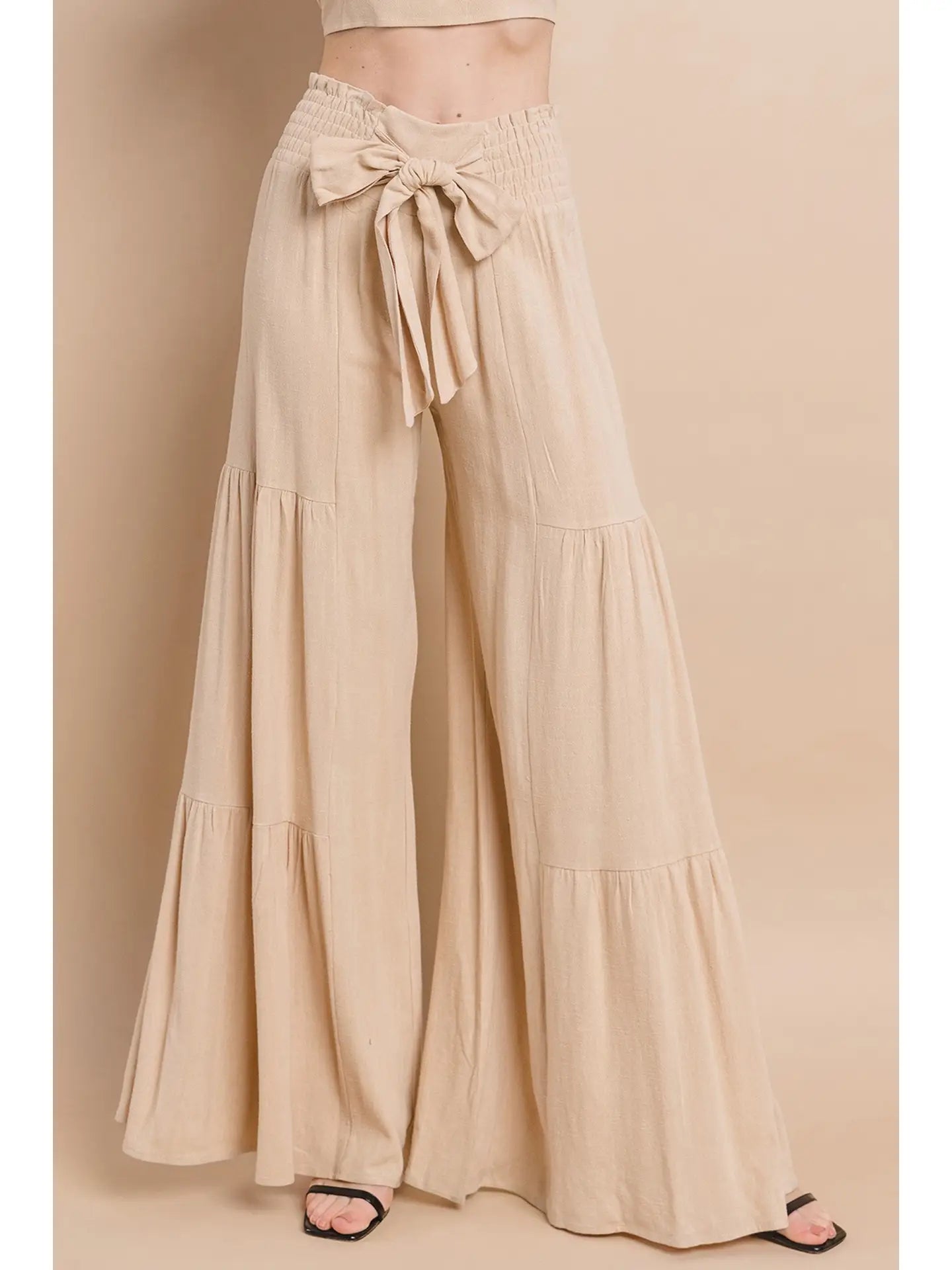 Boho Wide Leg Linen Palazzo Pants