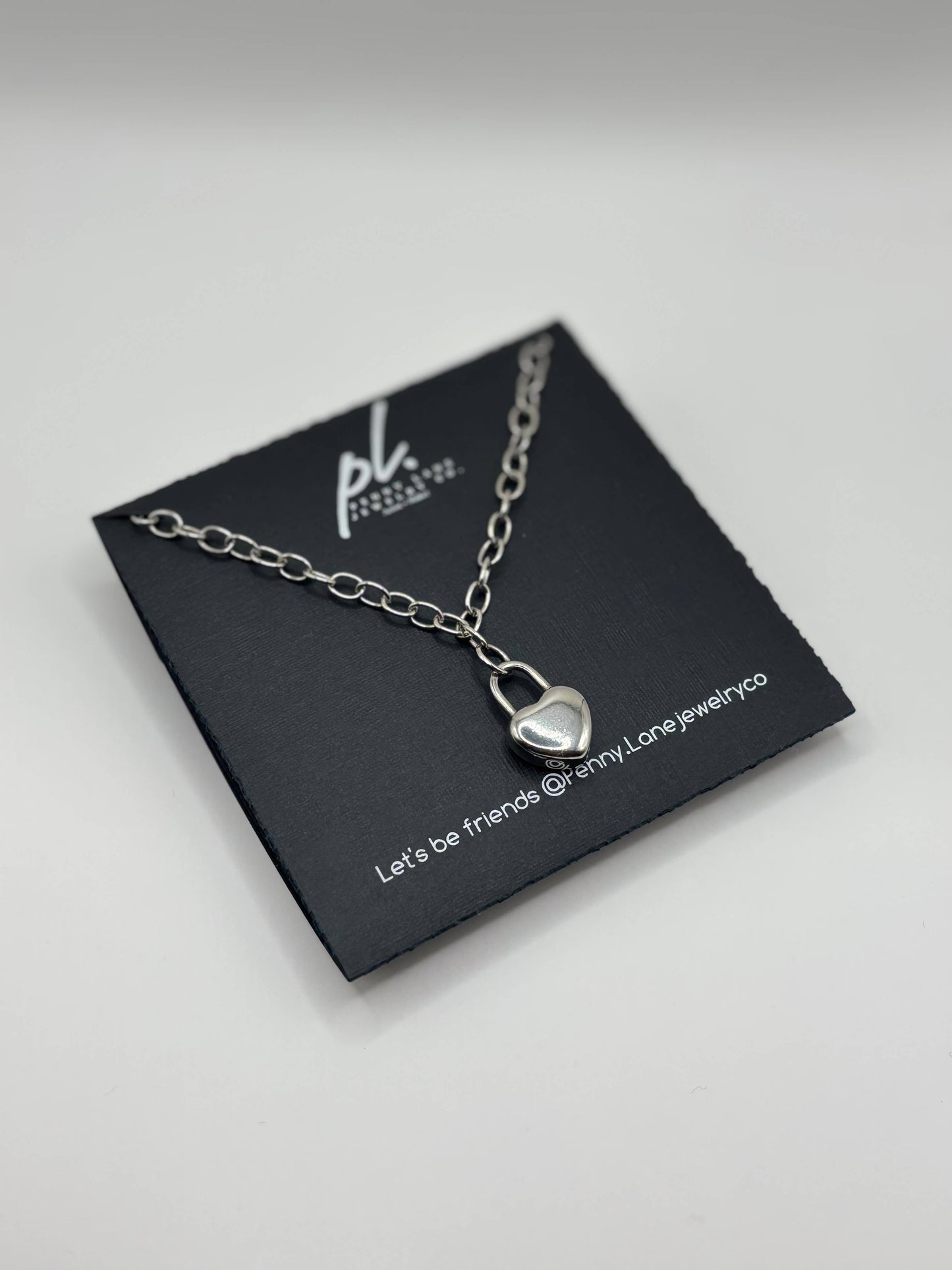 Maya Silver Heart Lock Charm necklace