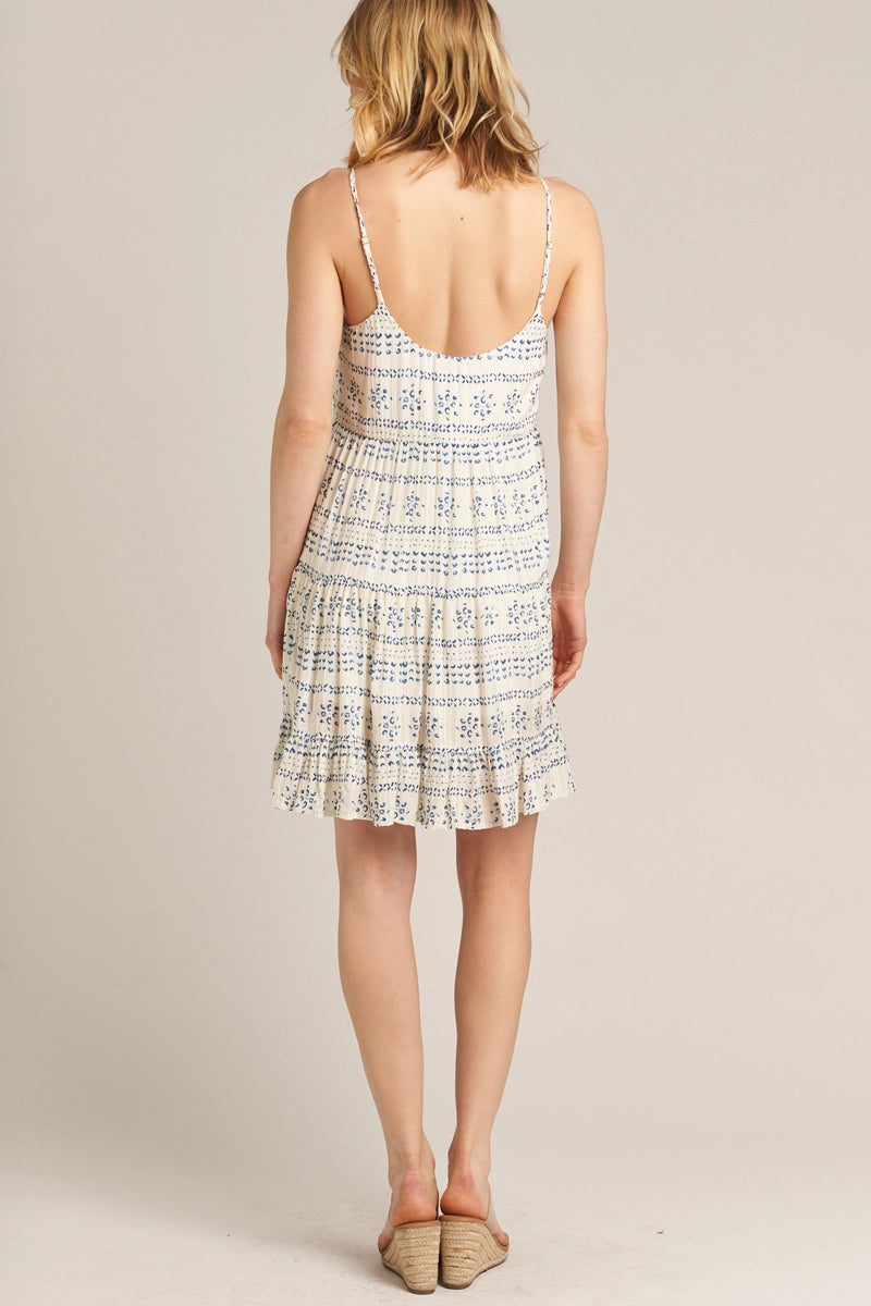 Ruffle Hem Sleeveless Mini Printed Dress