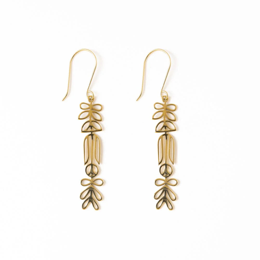 Elsa Botanical Nordic Floral Brass Earrings