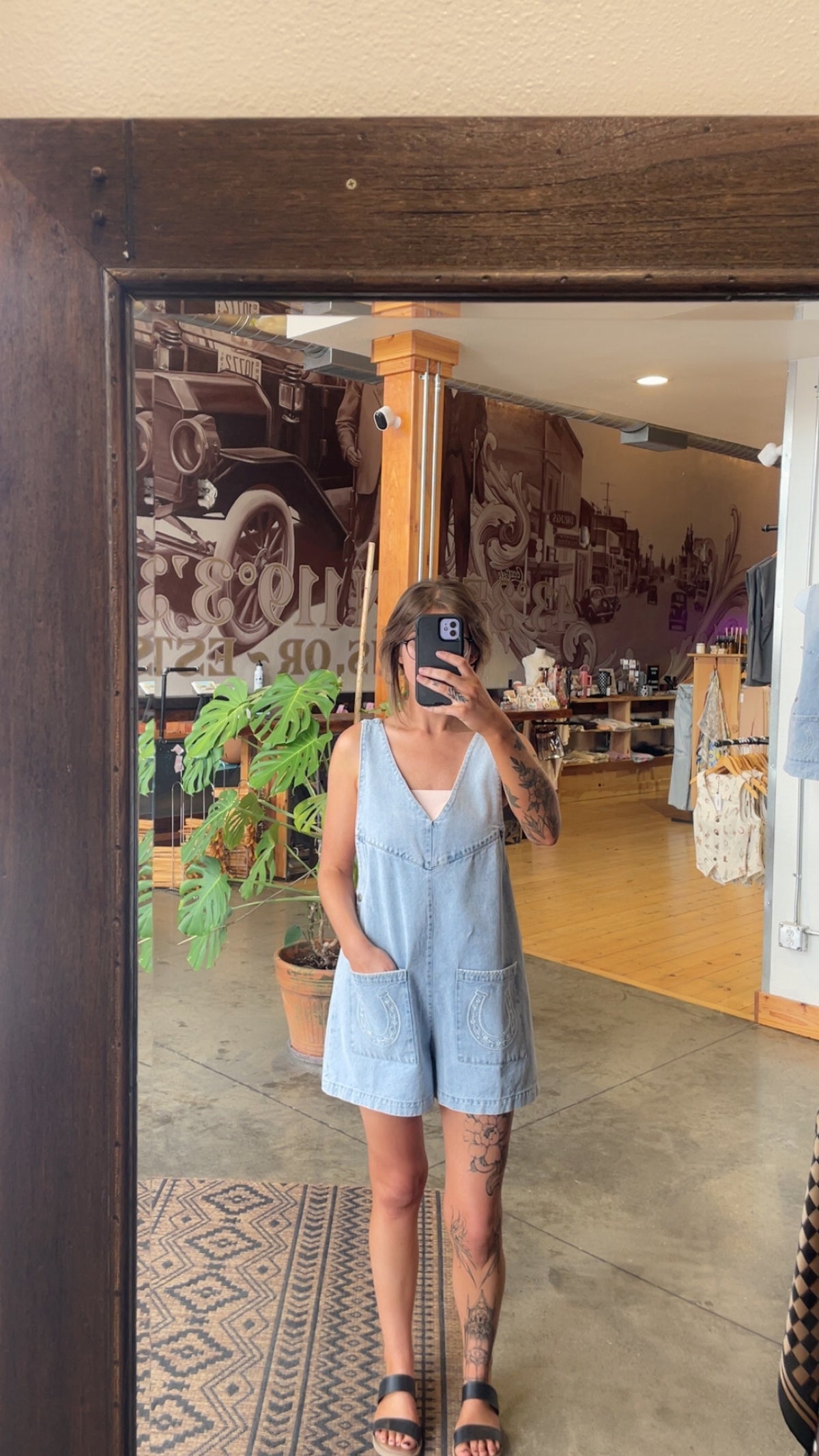 Mineral Washed Denim Western Romper