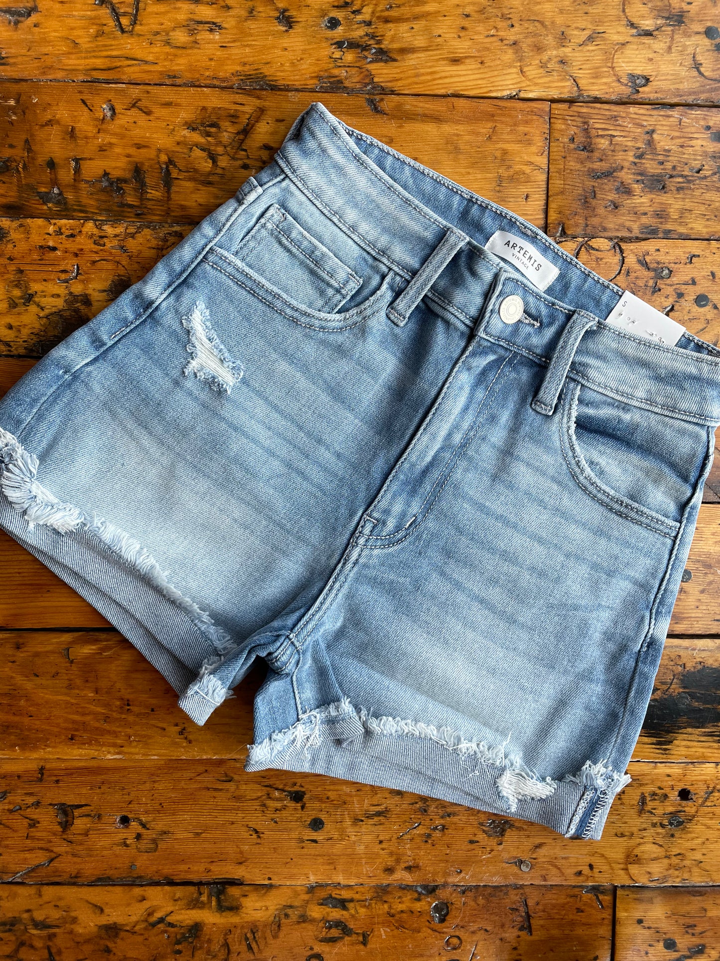 High Rise Single Cuff Shorts
