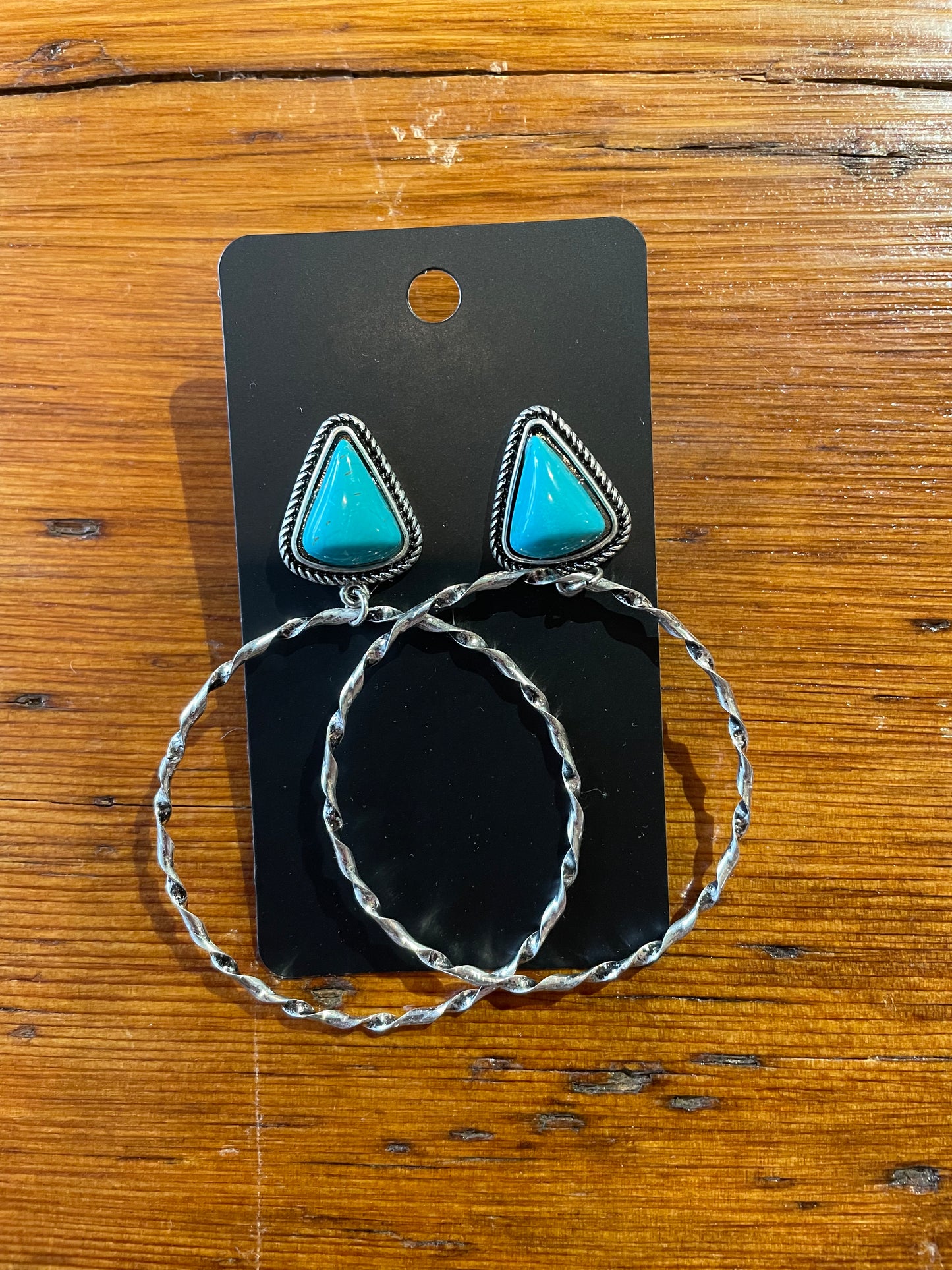 Turquoise Stone Hoop Earrings