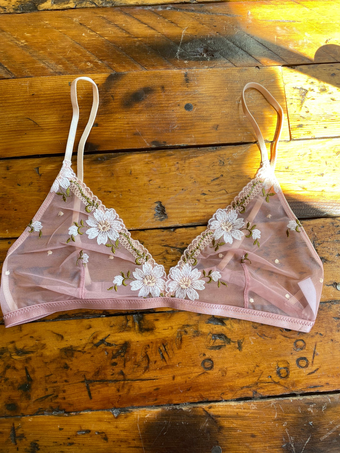 Floral Embroidered Mesh Bralette