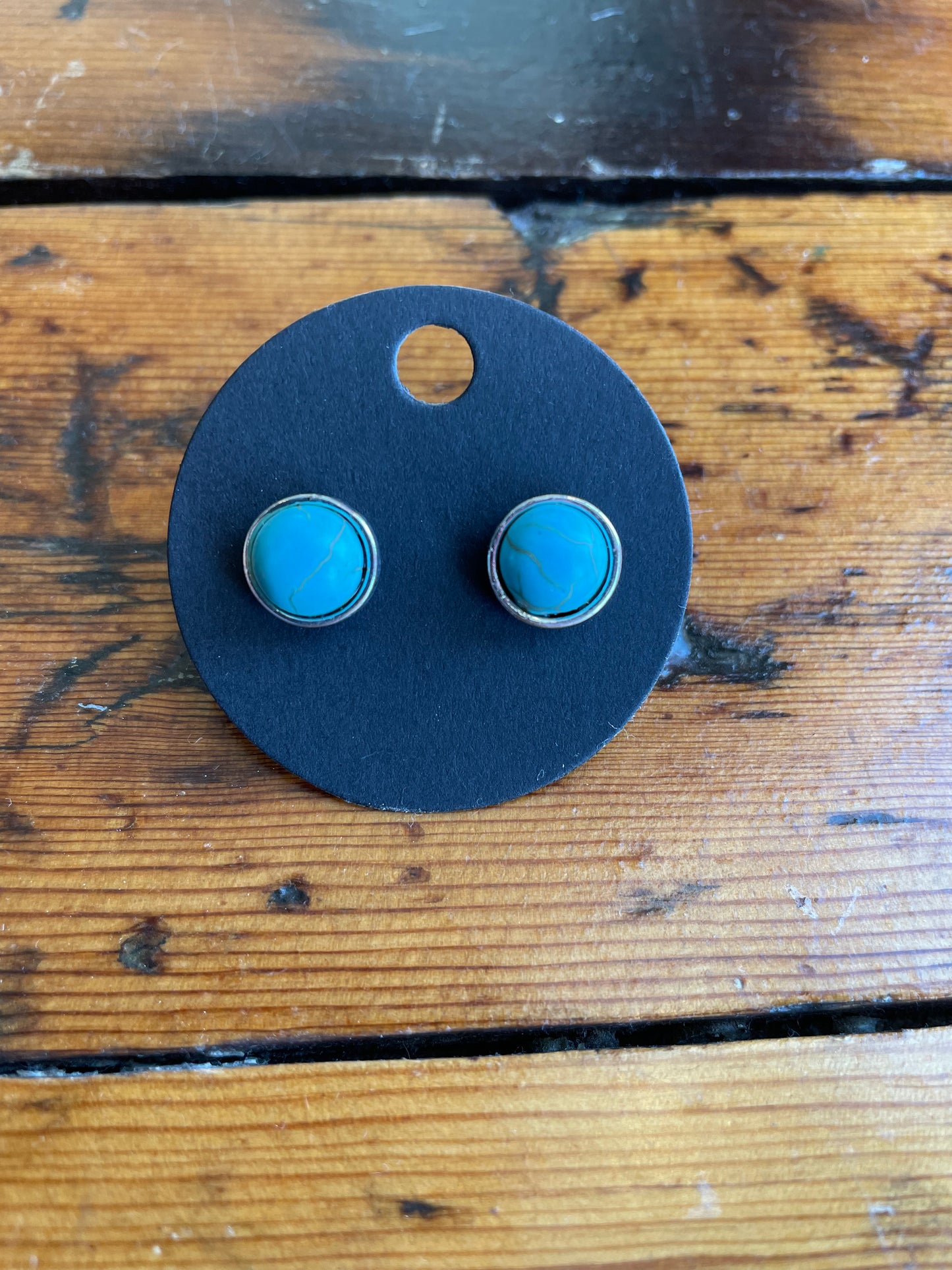 Circle Turquoise Stud Earrings