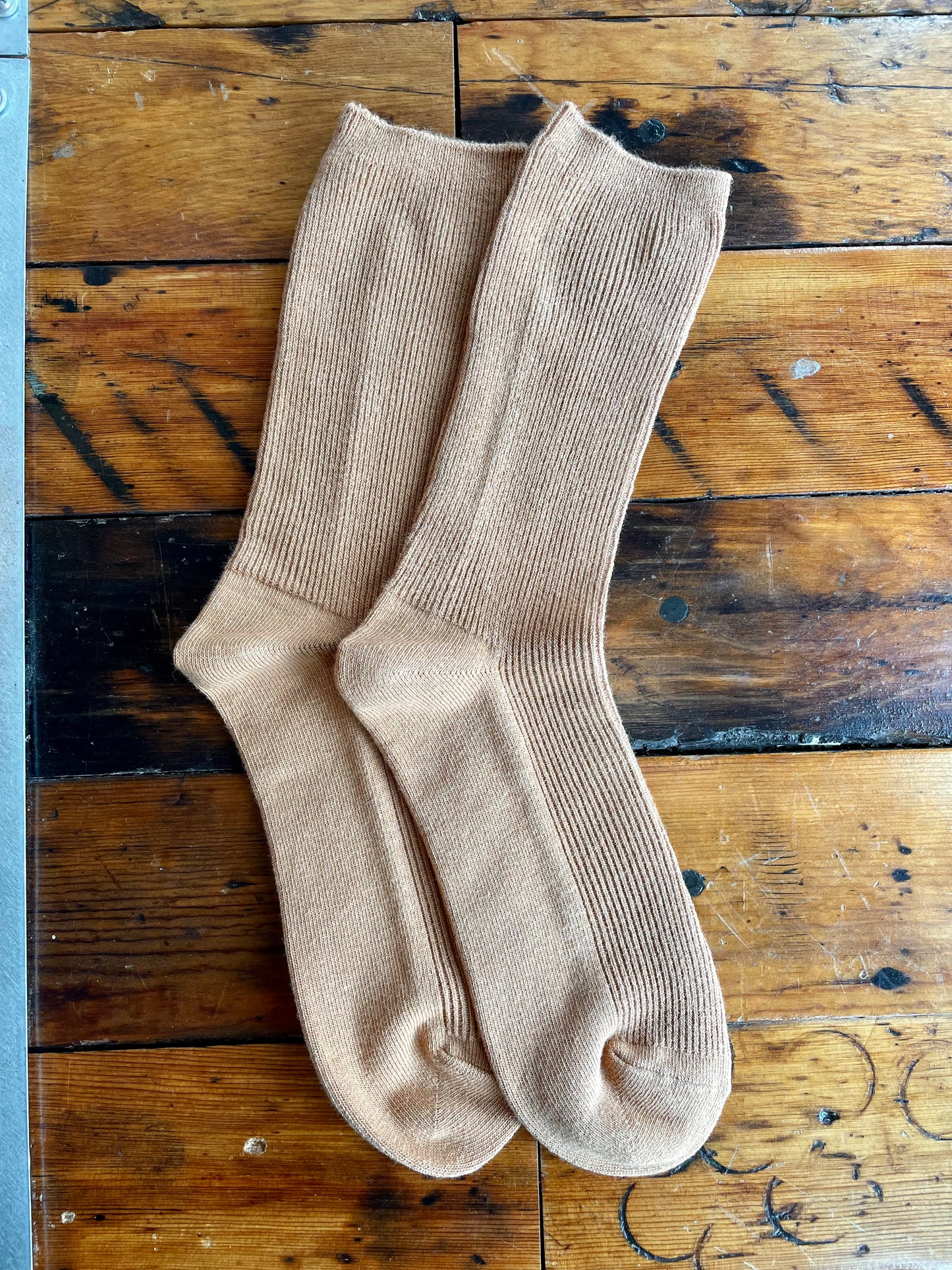 Camel Ribbed Socks