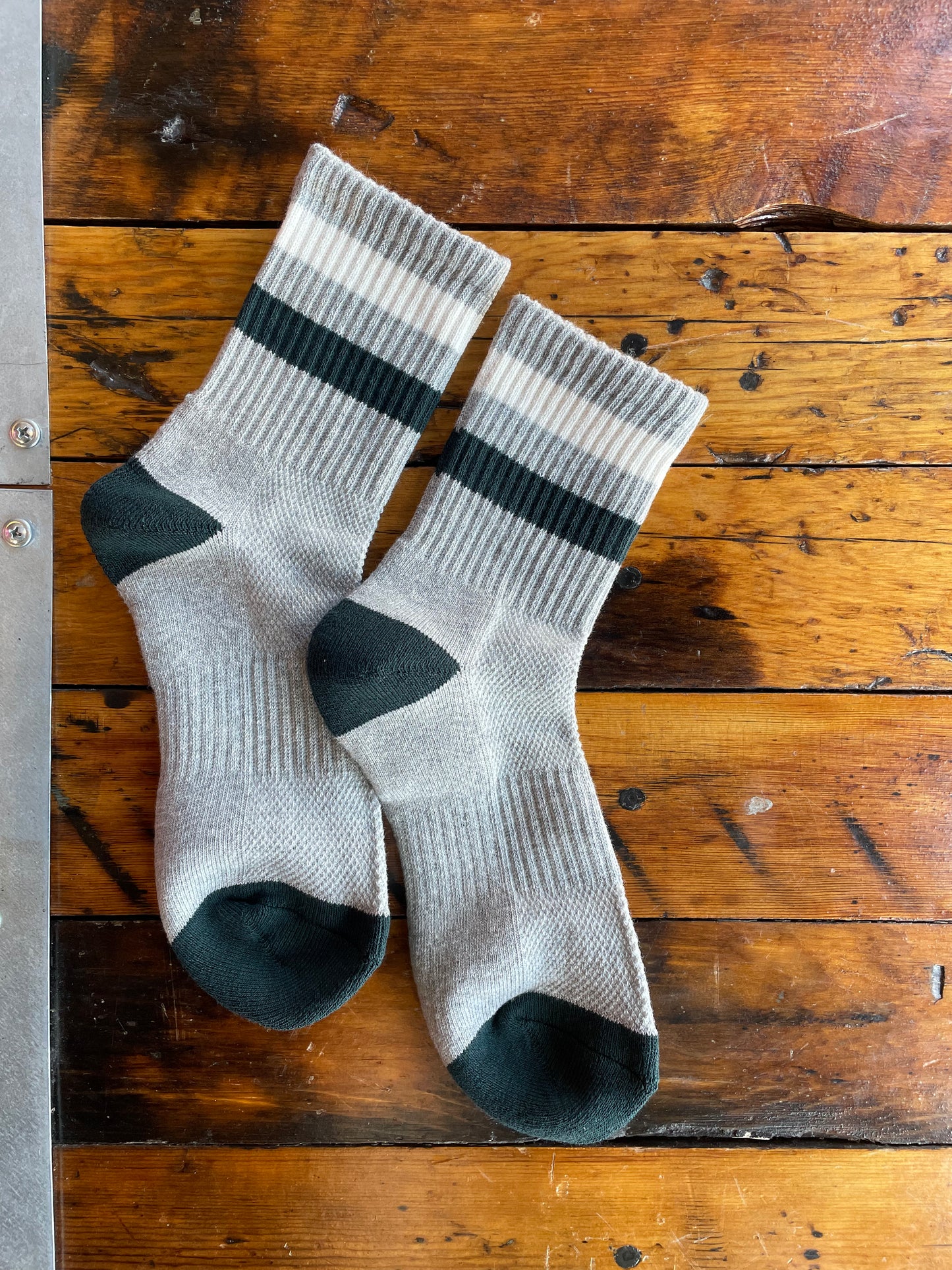 Heather Grey + Forest Green Socks