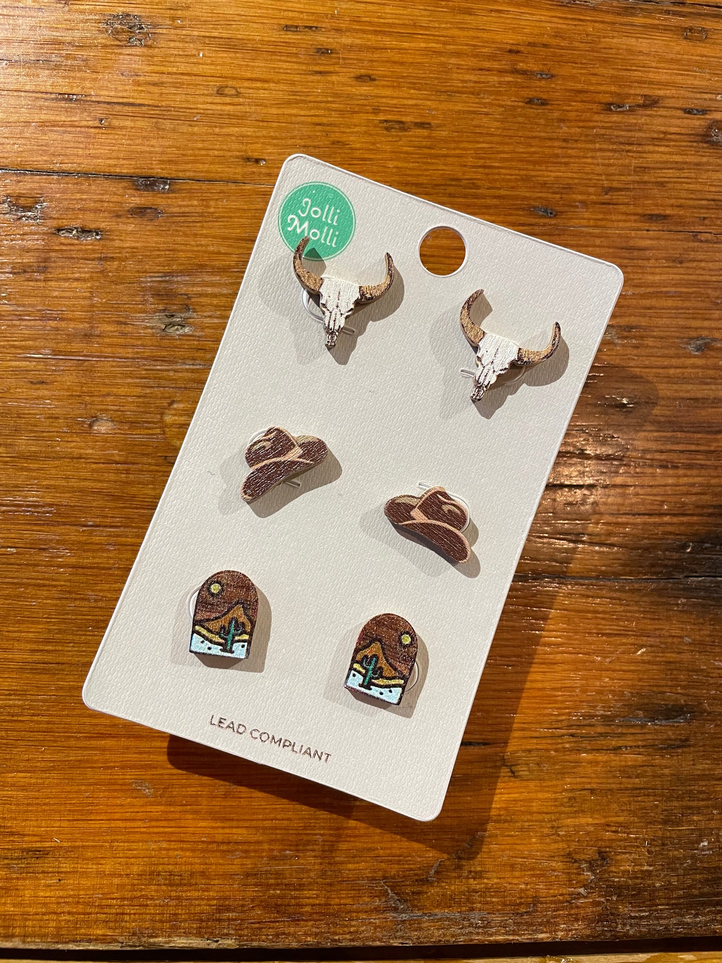 Wood Western Earring Set