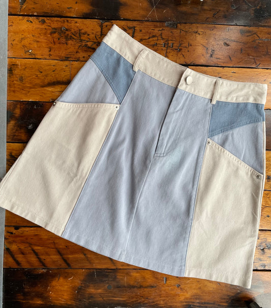Color Block Denim Skirt