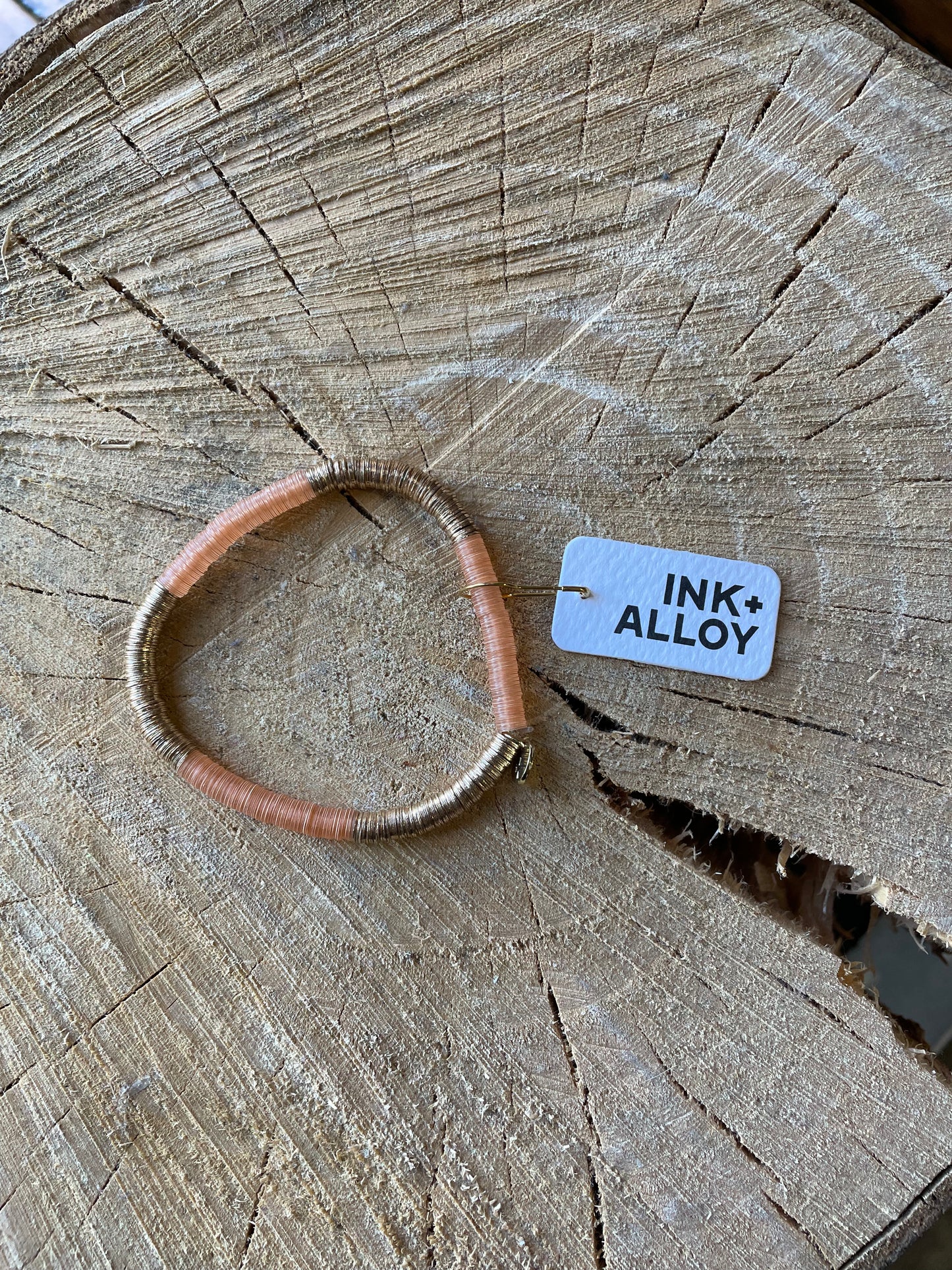 Peach + Gold Stretch Bracelet